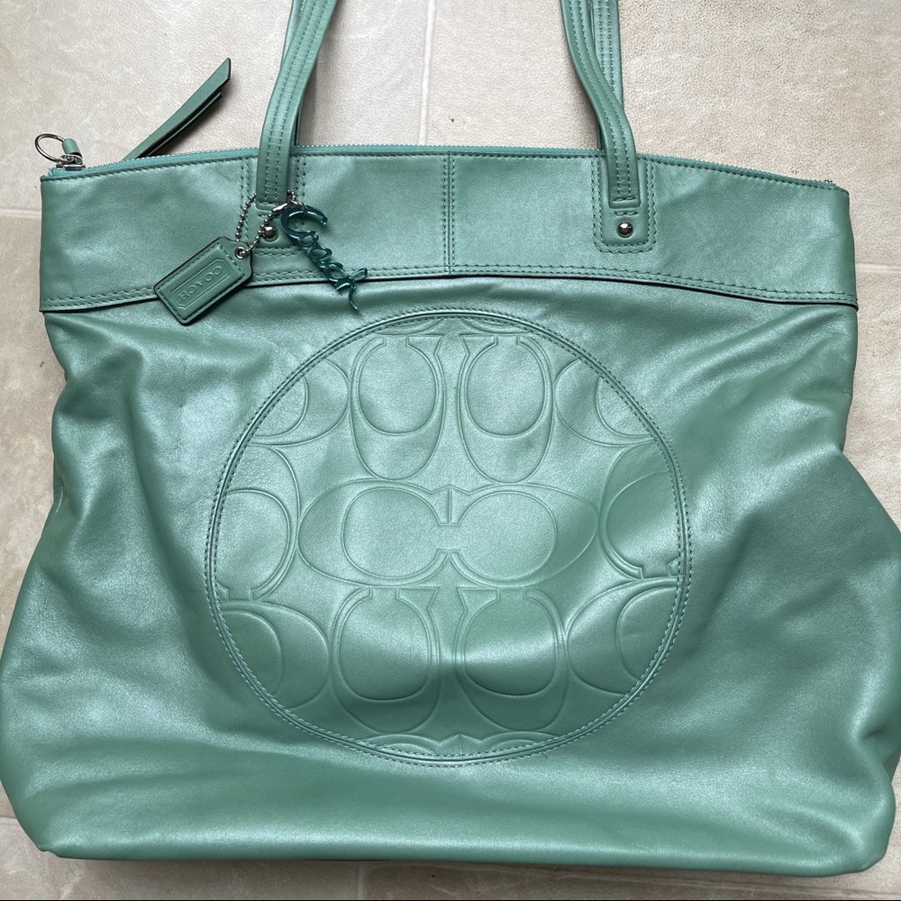 NWOT Coach Authentic Tote in Seafoam green